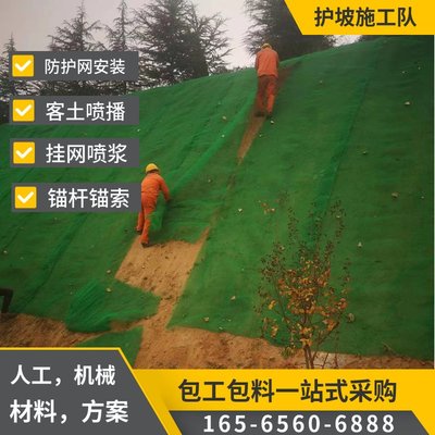 高速公路边坡绿化施工公司 山坡绿化工程 液压挂网植草客土喷播